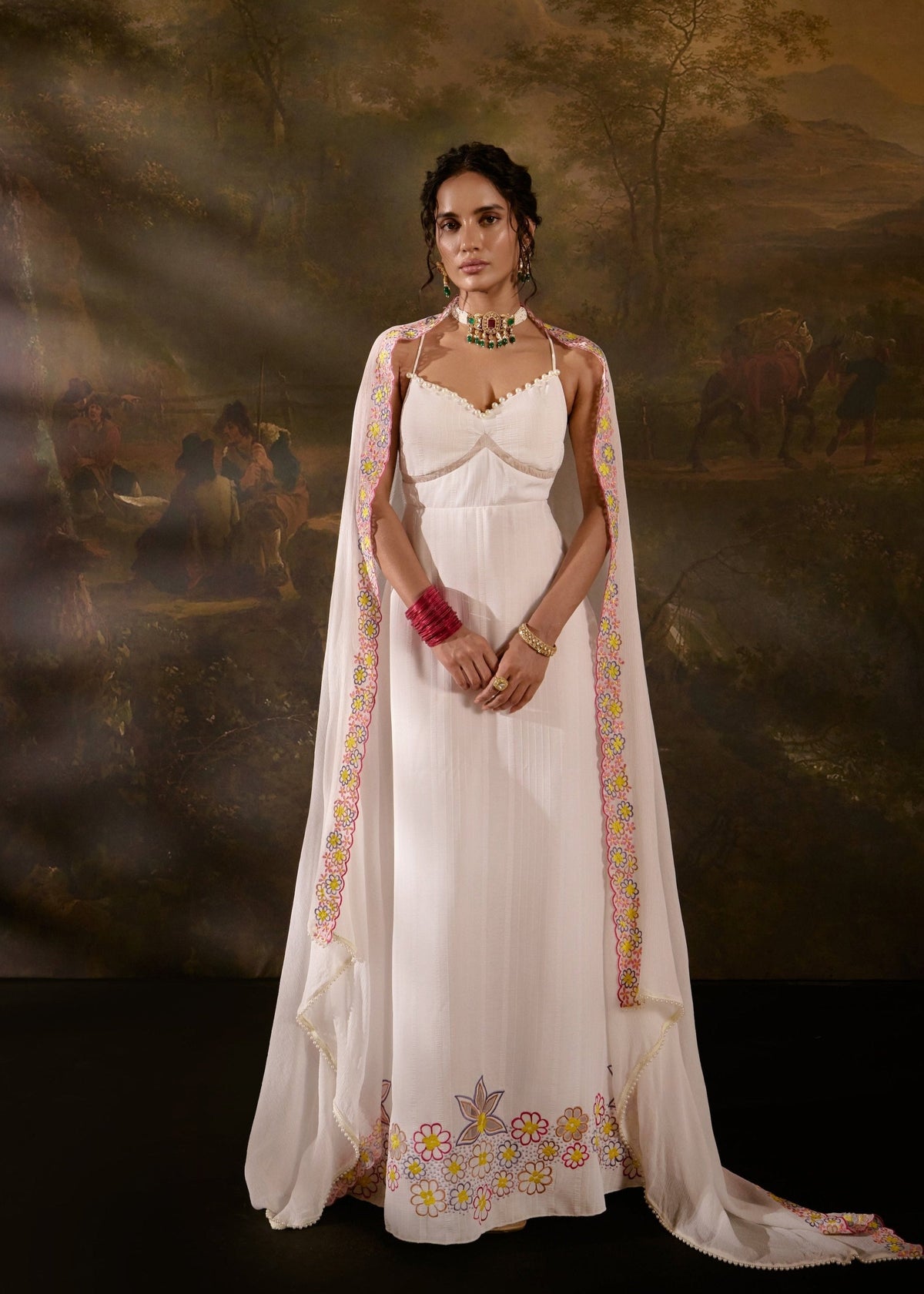 Aadyasha White Floral Embroidered Kurta Set