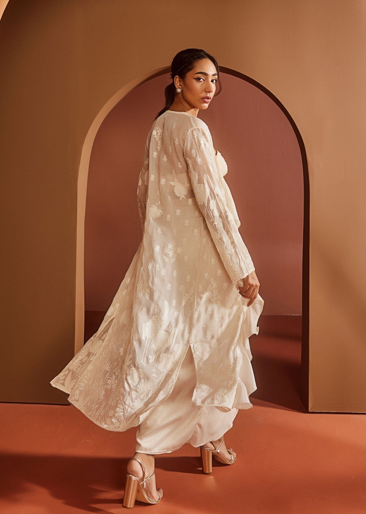 Aashvi Ivory Shimmer Embroidered Coord Set