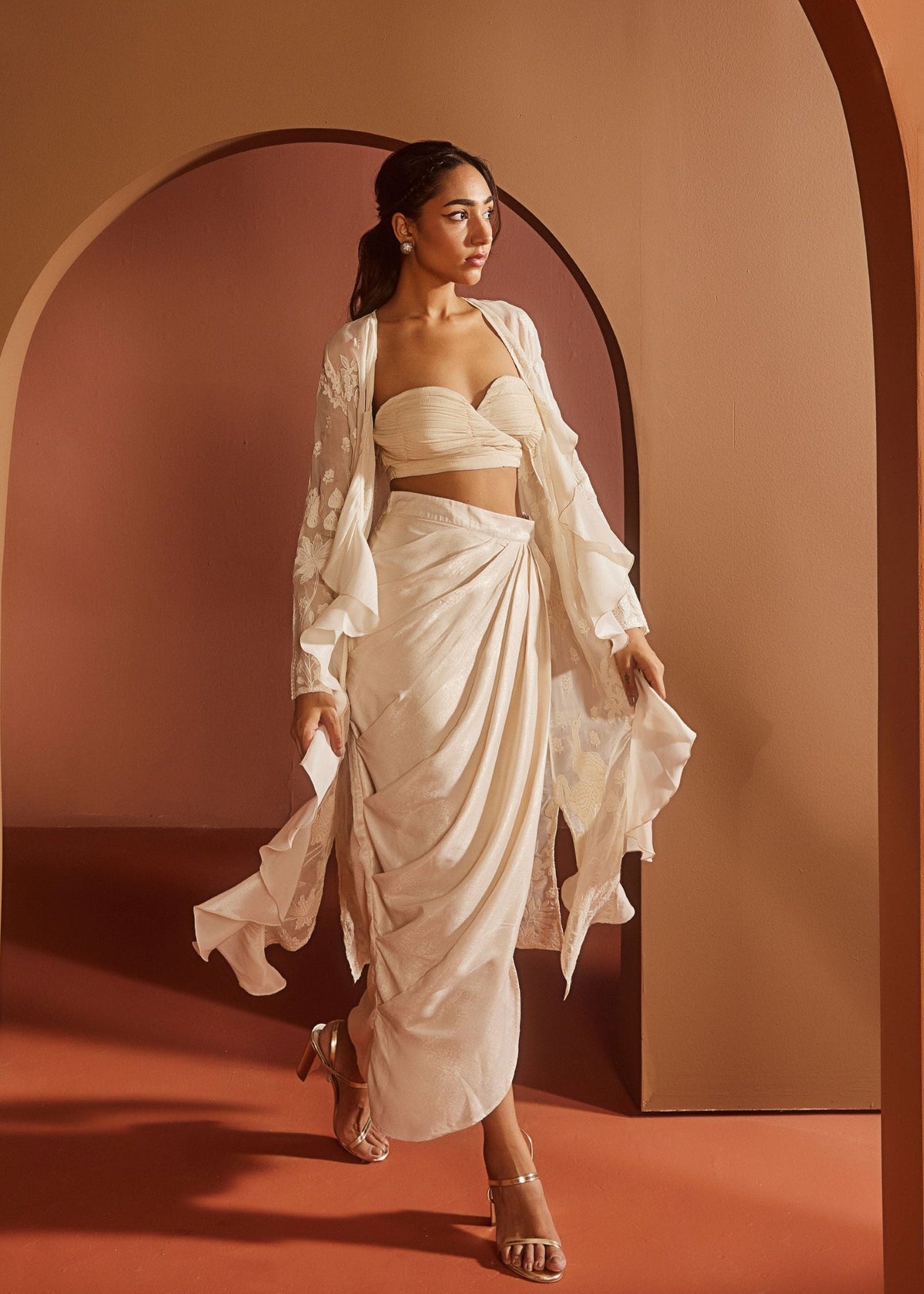 Aashvi Ivory Shimmer Embroidered Coord Set