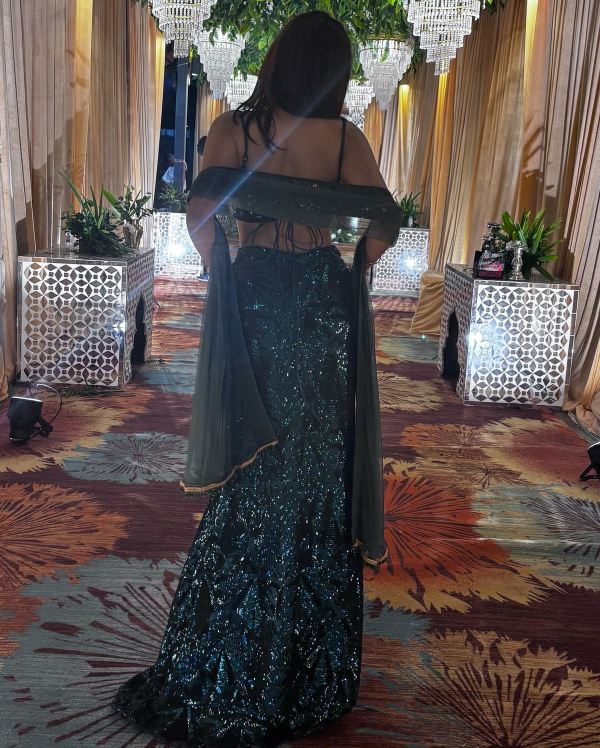 Zaitra Emerald Green Sequin Lehenga