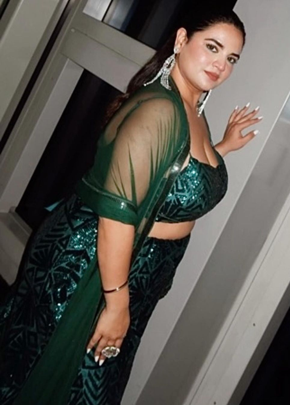 Zaitra Emerald Green Sequin Lehenga