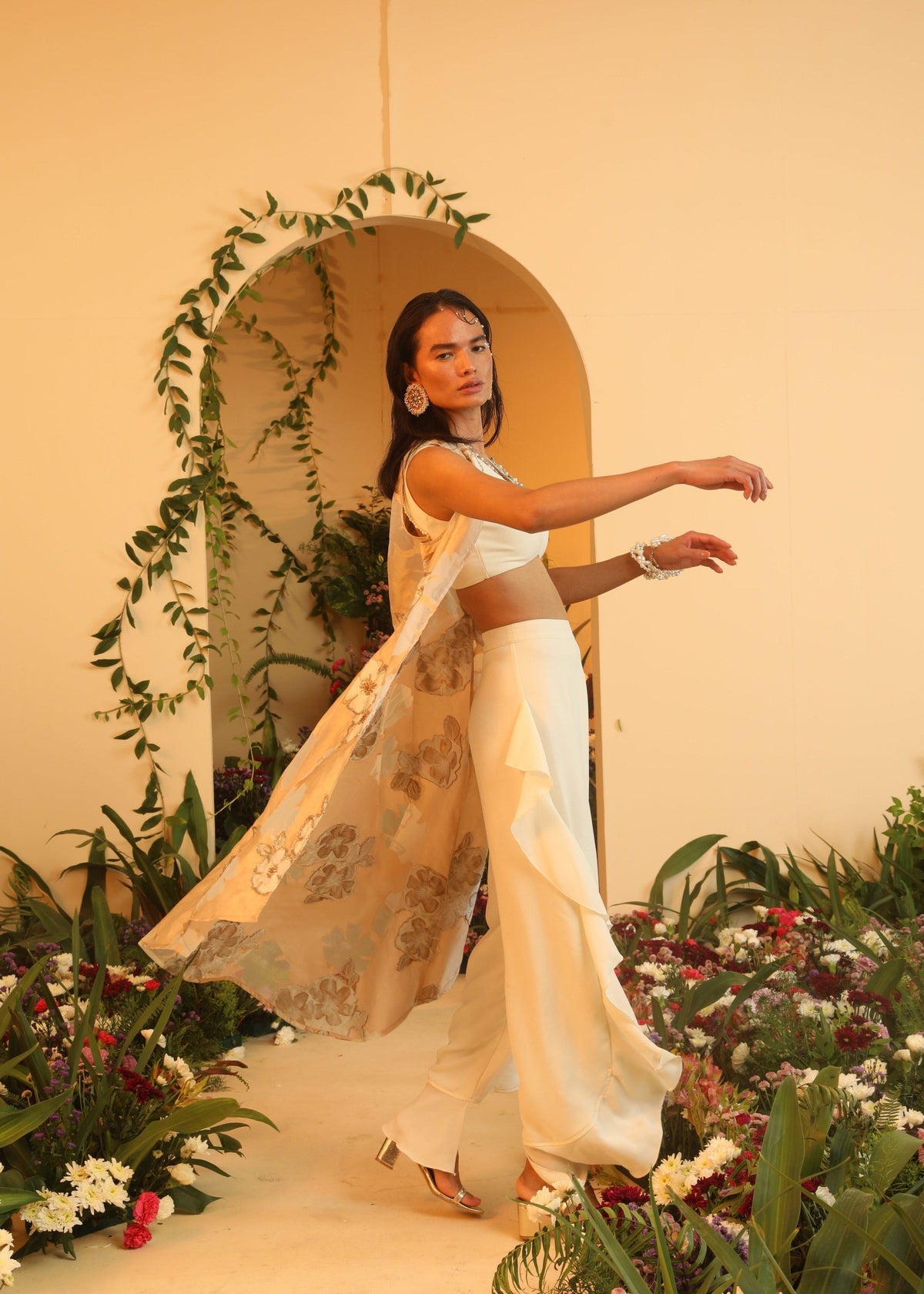 Zireen White Waterfall Pants