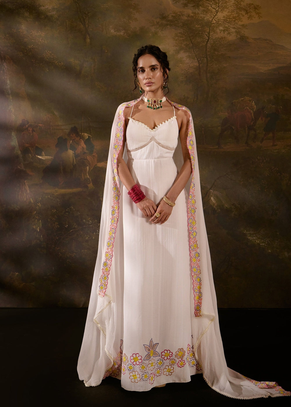 Aadyasha White Floral Embroidered Kurta Set