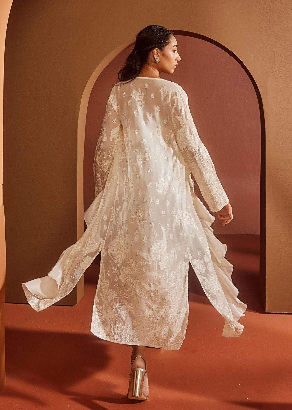 Aashvi Ivory Shimmer Embroidered Coord Set