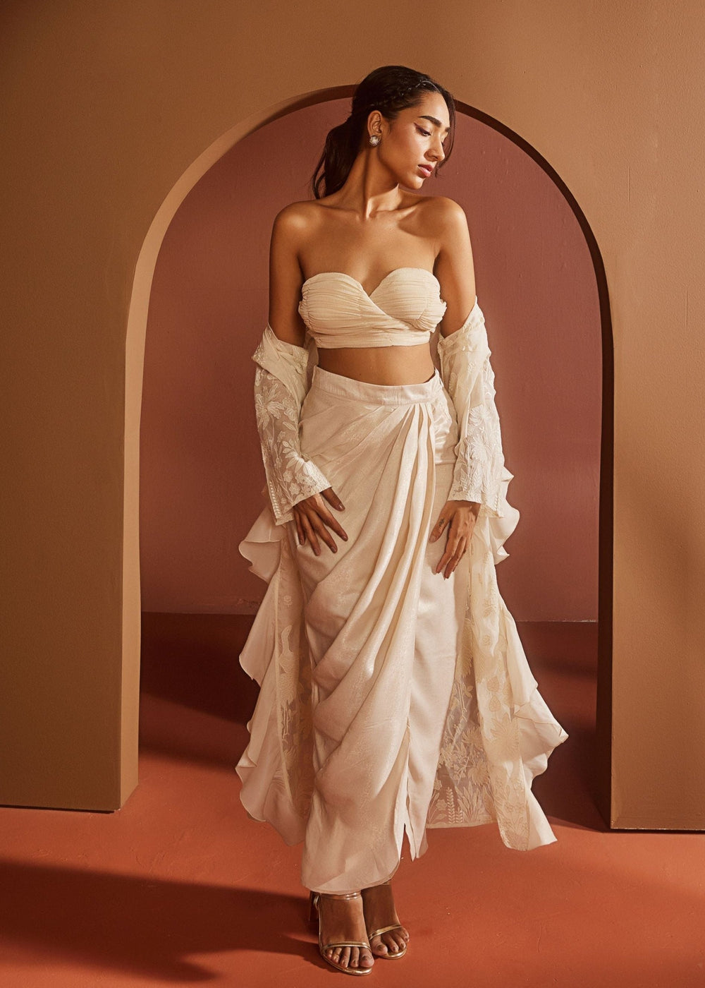 Aashvi Ivory Shimmer Embroidered Coord Set